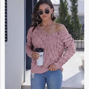 NEW Lace Knit Pullover Sweater